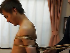 Japanese stud gets directed everywhere kinbaku style by gay unskilful