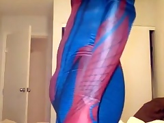 bringing off in Spiderman suit